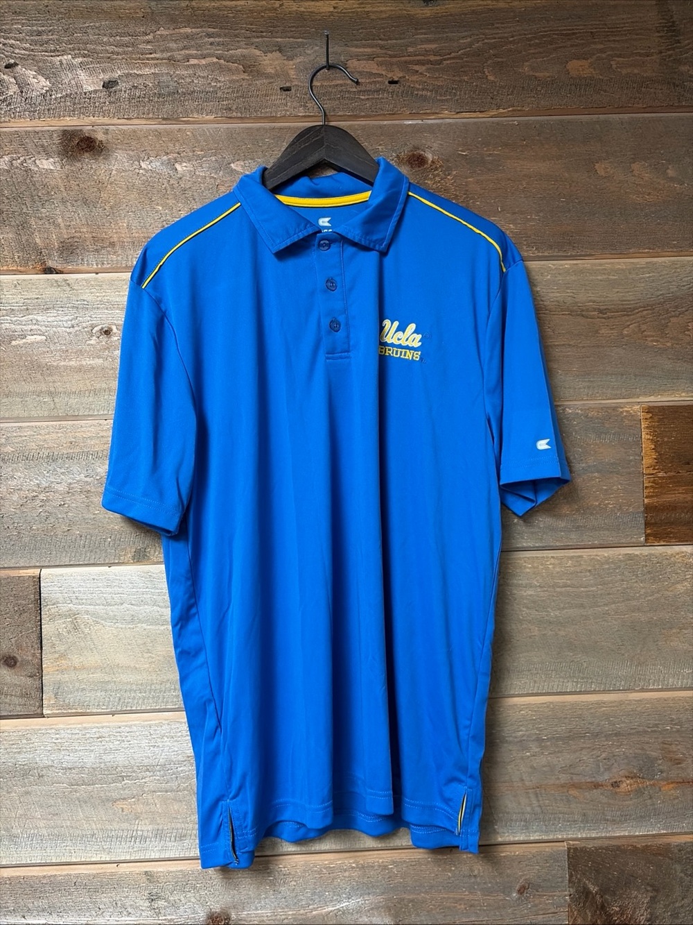 Colosseum NWOT UCLA Bruins Mens L Blue Performance Polo Shirt NCAA Fan Gear